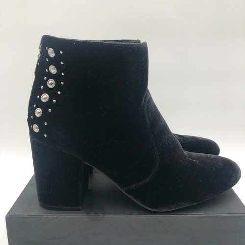 Guess Studded Booties Boots Womens Size 8.5 M Black Velour Studded Back Zipper - Picture 10 of 21