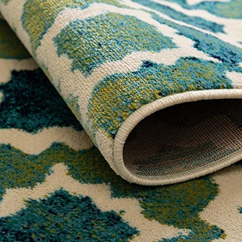 Azalea Collection Area Rug - Dodd () Oval 5' 3" x 8' 0" White/Green - Picture 8 of 8