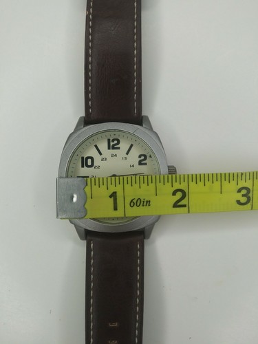Aviation watch mens analog large face japan movement brown faux leather band - Picture 10 of 12