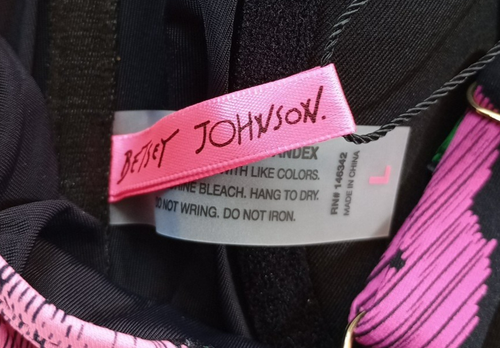 Betsey Johnson Floral 1 piece Swimsuit Hot Pink Flowers Size L Padded Adj Straps - Picture 8 of 16