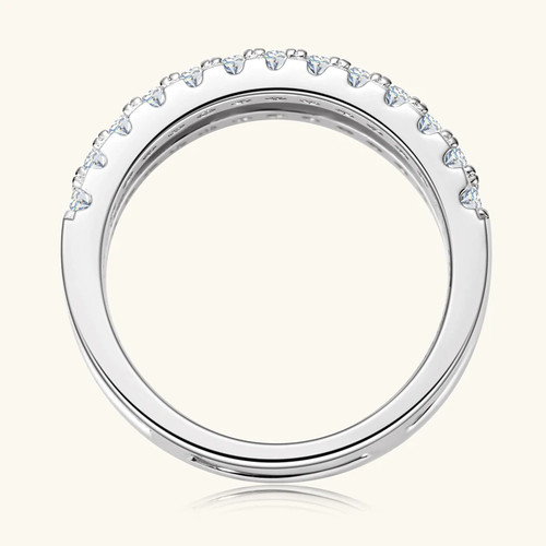 Full 2mm Moissanite Bands Double Row Wedding Rings Real 925 Sterling Silver Ring - Picture 16 of 21