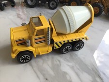Matchbox Large Scale Tin Plate Cement Mixer Made in Korea Yellow 1980s Rare