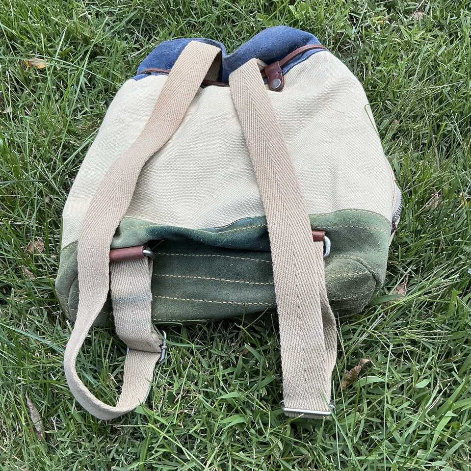 Lucky Brand, Vintage Canvas Suede Leather Trim Backpack - Image 3 of 4