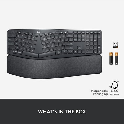 Logitech ERGO K860 920-009166 Black 2.4 GHz Bluetooth Split
