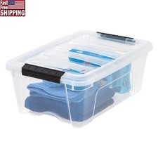 Plastic Storage Bins W/ Lids Stackable Durable Totes Home Office Organization US