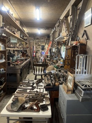 Lot Of Antique Wood Hand Tools Workshop Hand Saw Planes & Other Black Smith