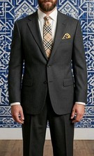 Loro Piana Four Seasons 130s Suit Charcoal Mini Houndstooth 42L Pant 34x28 2 Pcs