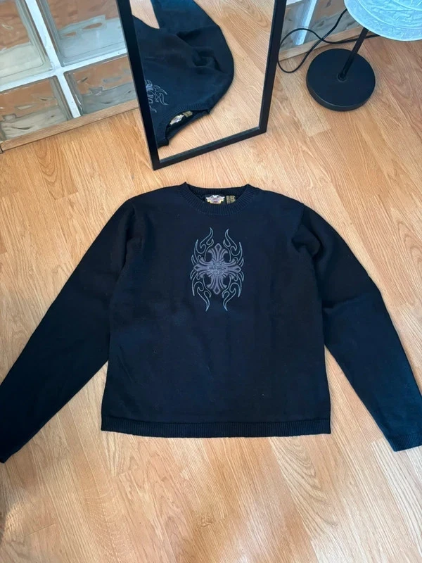 Harley Davidson Flame Cross Vintage Sweater Black L - Imagen 4 de 4