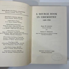 A Source Book In Chemistry 1968 Ex Library Henry M Leicester Harvard University
