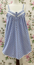 SoieRose French Blue Cotton Victorian Lace Trim Cottagecore Nightgown SR-1281