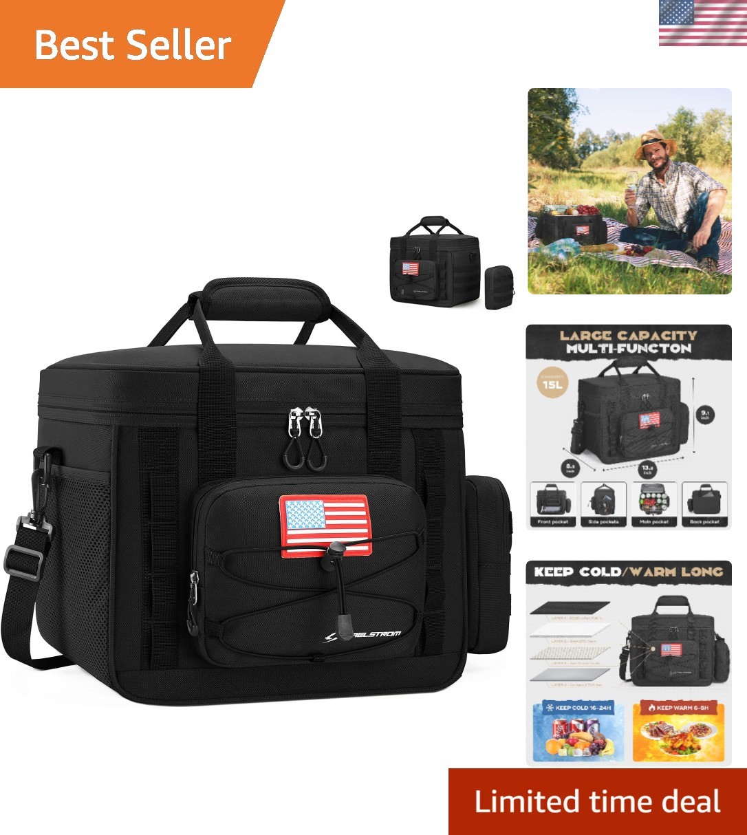 Lunch Tote With Detachable Molle Bags For Outdoor Adventures