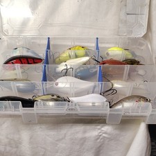 Lot de leurres de pêche en plastique dur pour bar et eau douce, 16 pièces avec boîte d'attache