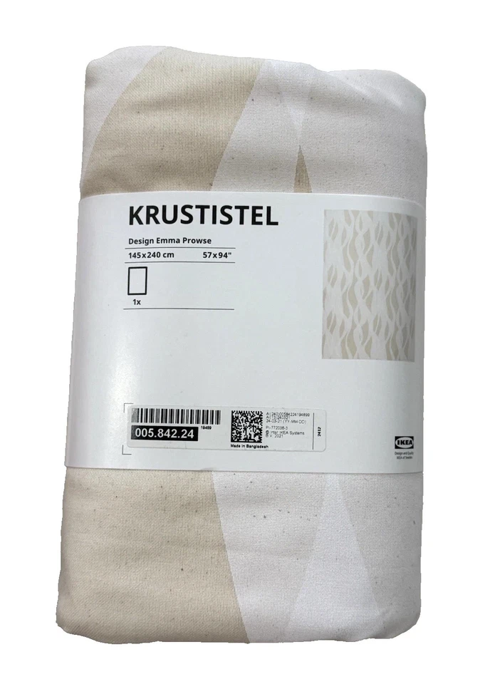 New IKEA KRUSTISTEL Tablecloth White Light Beige Patterned 57" x 94" 005.842.24 - Image 3 of 4