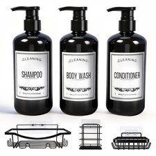 3-Pack Shampoo and Conditioner Dispenser 16.9 oz , Refillable Plastic Pump B...