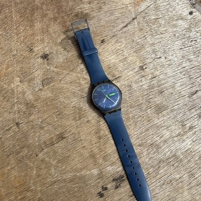 Swatch Neon Green Rebel Watch SR1130SW Silicone Band Blue