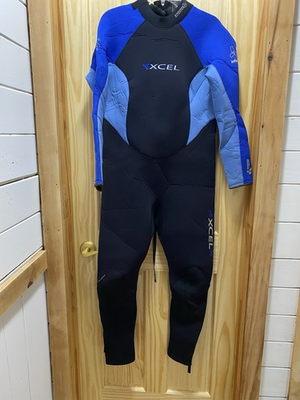 #ad Xcel Infiniti 4.3 UltraStretch Titanium DuraFlex Wetsuit Black Blue Medium $62.70