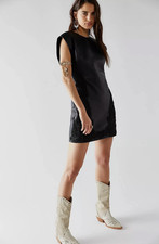 Free People City Slicker Leather embroidered mini dress, size 4, Brand New