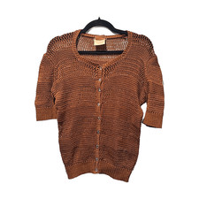 Vintage COURR GES Courreges cotton Cardigan Brown M Women's