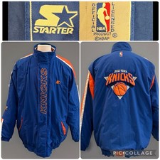 STARTER New York Knicks Men  s XXL VINTAGE 90  s Puffer Jacket Blue Full Zip NBA