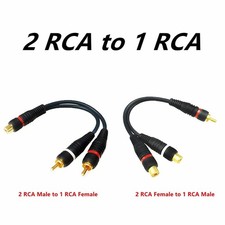 RCA 1 Female to 2 Male RCA 1 Male to 2 Female Audio Y-Converter Splitter Adapter
