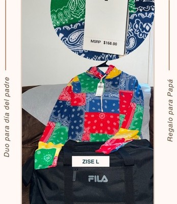 POLO RALPH LAUREN Mens Patchwork Print Spa Terry Hoodie Size Medium NWT $168