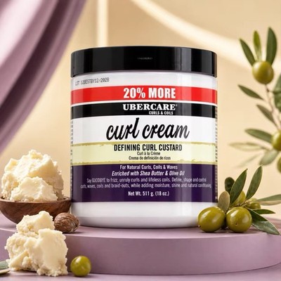 Ubercare Curl Cream Defining Curl Custard Shea Butter Olive Oil 18 oz