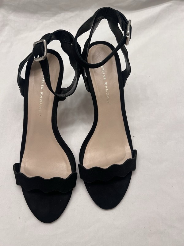 Loeffler Randall Black Suede Leather Scalloped Heel Size 8.5