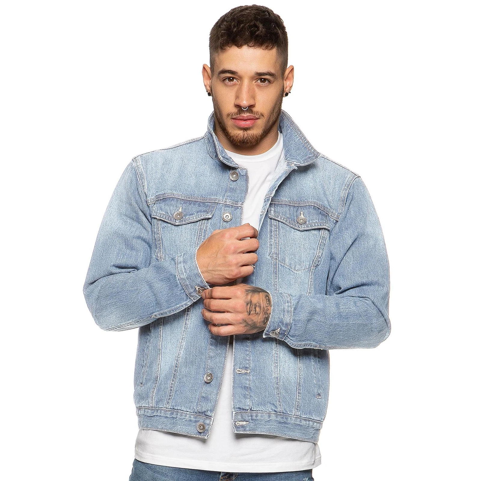 Enzo Mens Denim Jacket Classic Western Style Designer Trucker Vintage Style Coat
Opens in a new wind