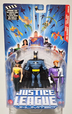 Mattel 2004 Justice League Unlimited "Batman Hawkgirl Elongated Man confezione da 3 pezzi come nuovo