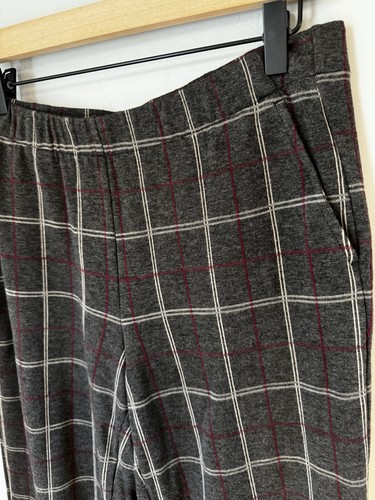 Pantalón Jill Ponte Gris Cuadros Pierna Completa Ancha Talla MP Preppy Academia - Imagen 3 de 9