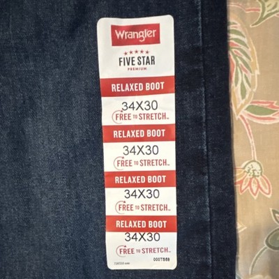 Wrangler Five Star Premium Relaxed Fit Bootcut Stretch Denim Jeans Dark Wash