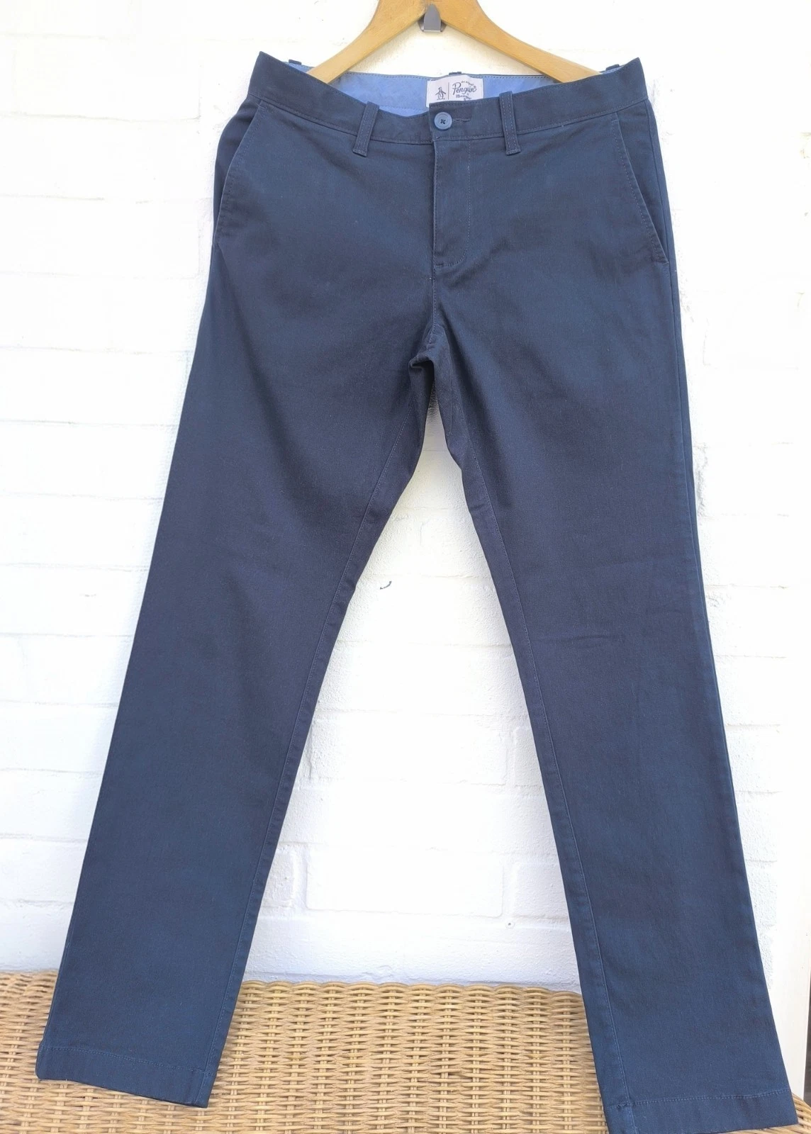 Penguin Men's Navy Chino Trousers 30x32 Straight Leg Smart Casual Worn Once VGC