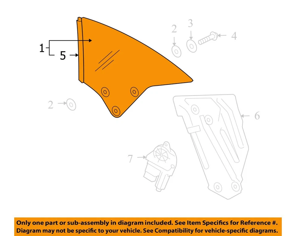 Quarter Glass/window VW EOS Left 07 08 09 10 11 12 13 14 15 16 - Image 2 of 3
