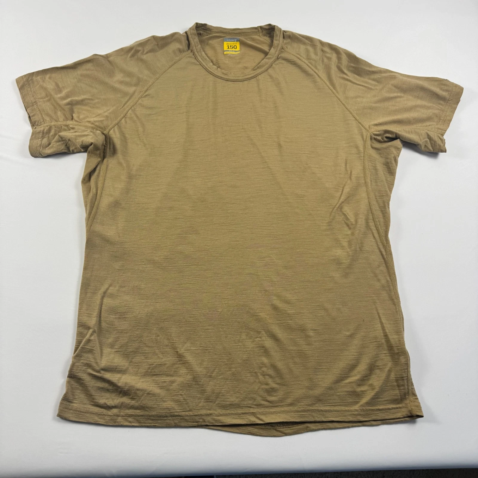 Icebreaker Merino Wool Mens XLarge 150 Bodyfit Short Sleeve Base Layer Top Tan