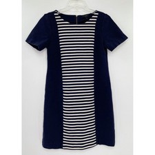 J.Crew Women's Short Sleeve Nautical Mini Shift Dress Size 2 Blue White Striped