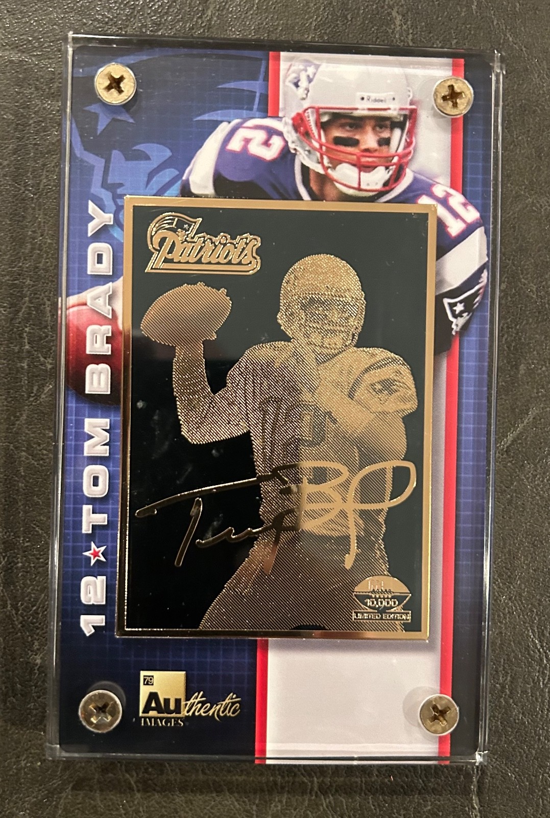 2001 Tom Brady Gold Limited Edition Authentic Images Commemorative Card