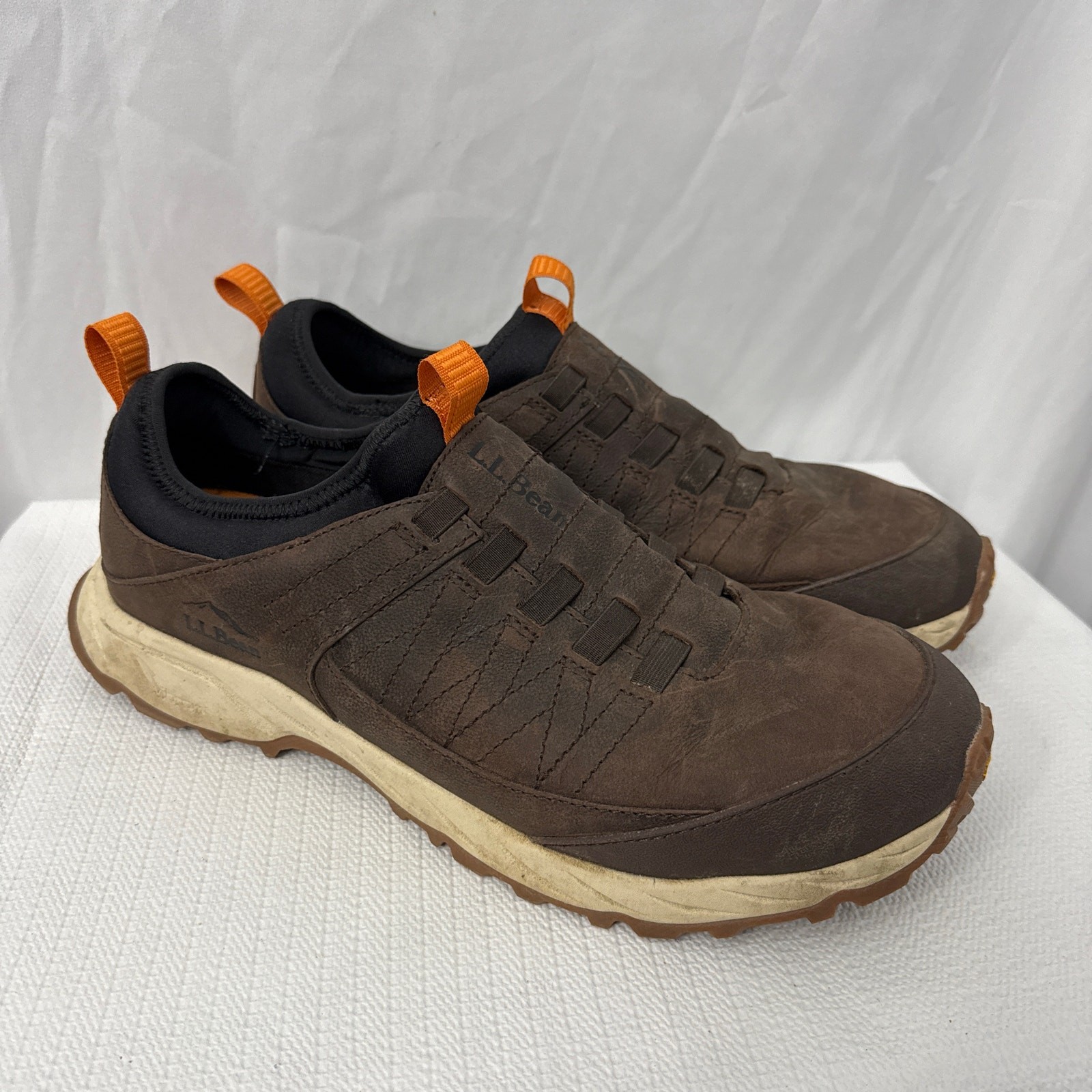 SAOLA Scarpe LL Bean Trailfinder uomo 14 pelle marrone slip on suola Vibram escursionismo