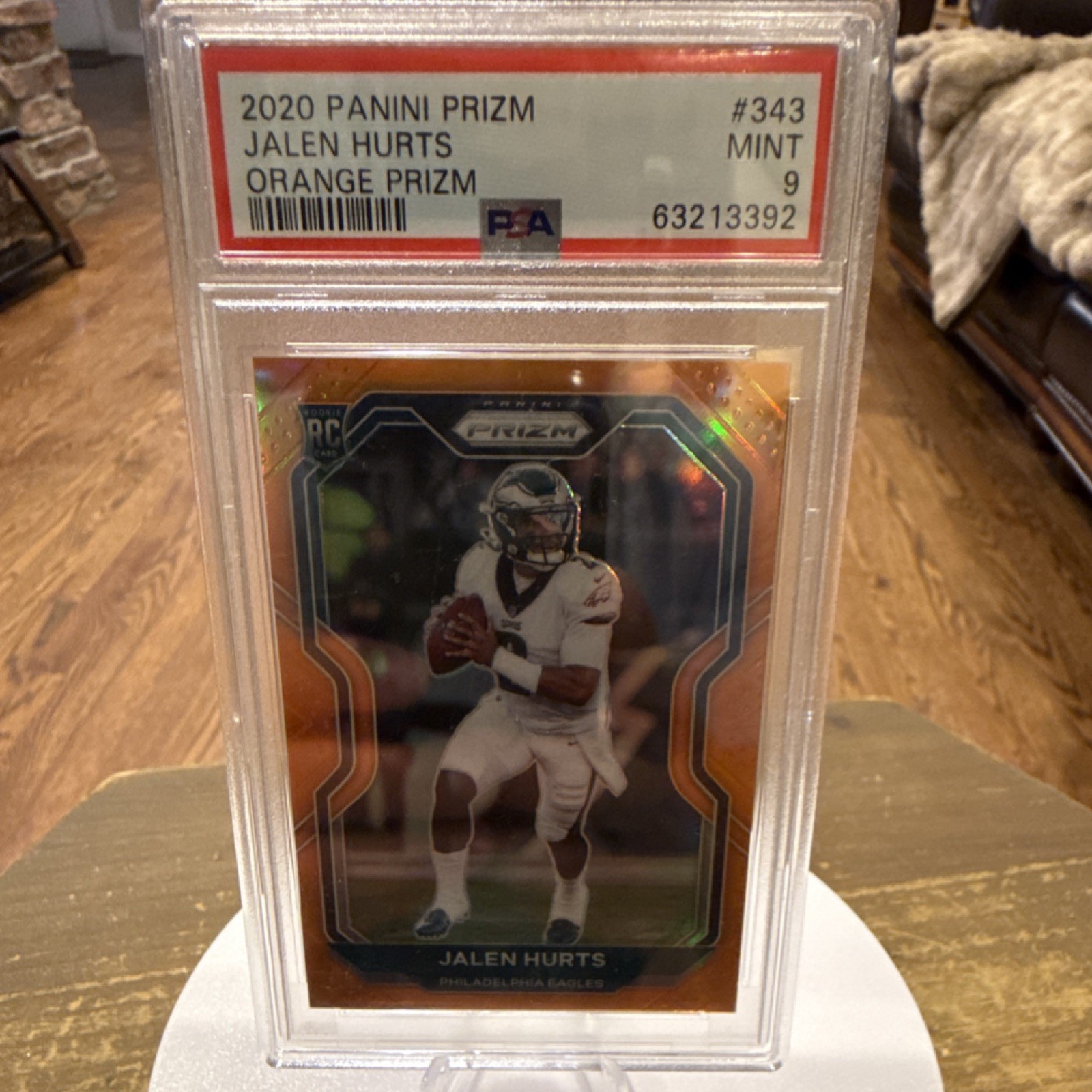 Panini 2020 Prizm Jalen Hurts Rookie Orange Prizm #343 PSA 9 Serial #029/249