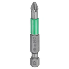 PH2 Phillips Screwdrivers Bit 1/4" Hex Shank 2" Long Magnetic Green