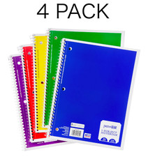 Pen Gear 1 Subject Spiral Notebook Wide Ruled 70 Sheets Assorted Colors 4 PACK