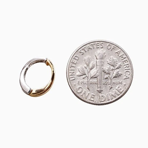 10K Solid Yellow and White Gold Pierring Mini Hinged Clip-On Earrings from Japan - Image 4 of 4