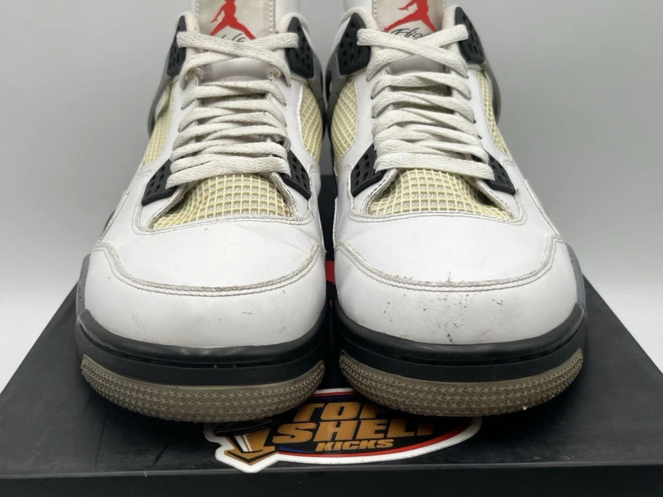 Nike Air Jordan Retro 4 Blanco Cemento 2012 Talla 12 Auténticas Usadas Baloncesto Raro Foto 4 de 4