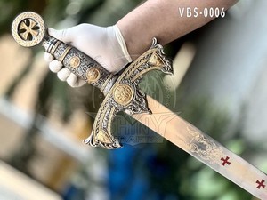 Knights Templar Stainless steel sword with leather sheath Medieval sword VBS-06