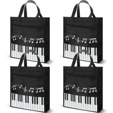 Cunno 4 Pcs Piano Music Bag Keys Tote Handbag Reusable Large, black