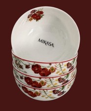 New Mikasa Wildflower Garden Red Set 4 Fruit Dessert Sauce Bowls 4,5" Bone China