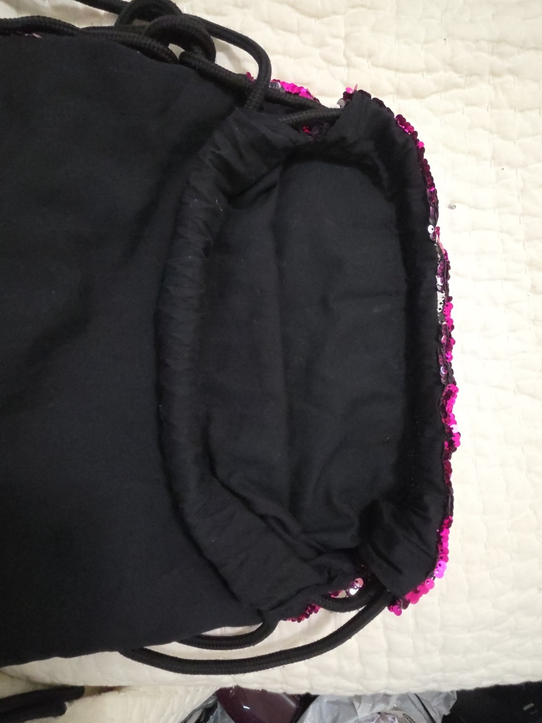 Pink Silver Sequin Drawstring Backpack  Flip Reve… - image 9