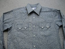 Rockmount Ranch Wear Shirt Mens XS Blue Floral Western Pearl Snap Made USA