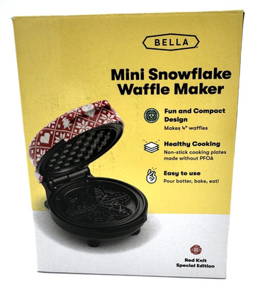 Bella Snowflake Mini Waffle Maker Compact 350W Nonstick Holiday Limited Edition