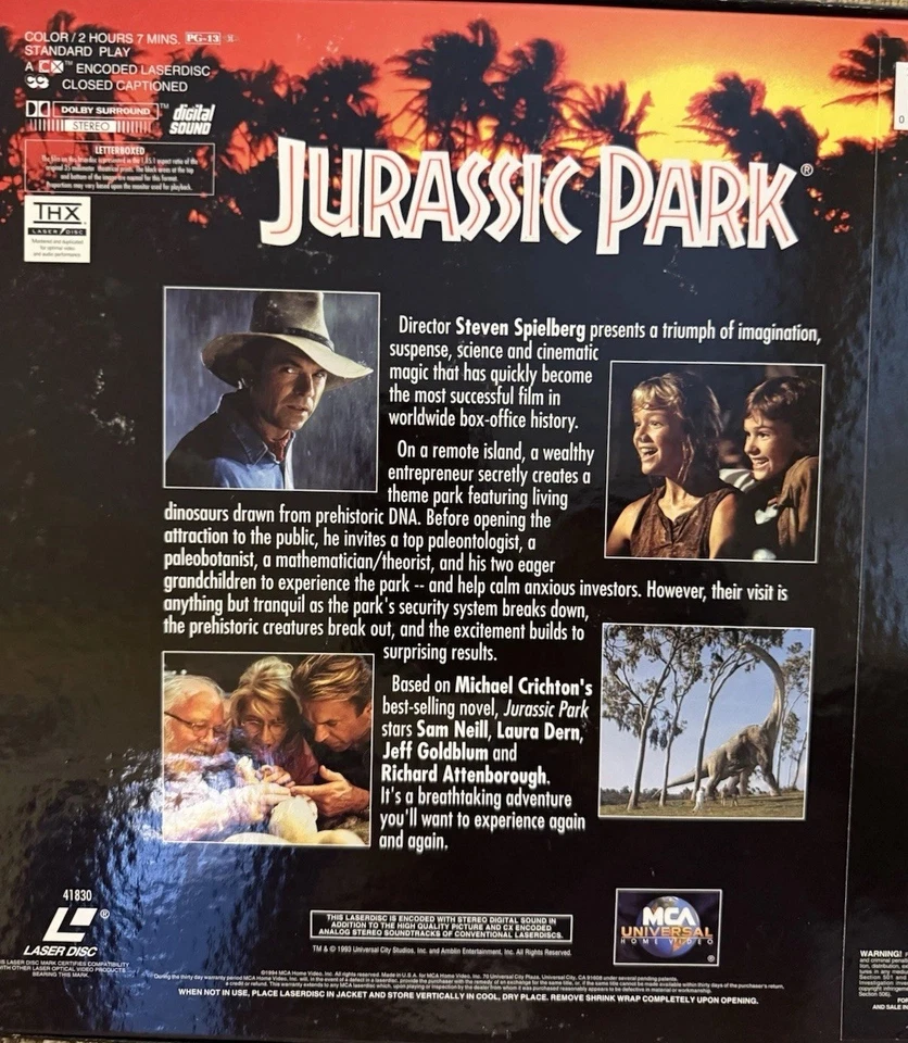 Jurassic Park Letterboxed Edition Laserdisc Foto 4 de 4