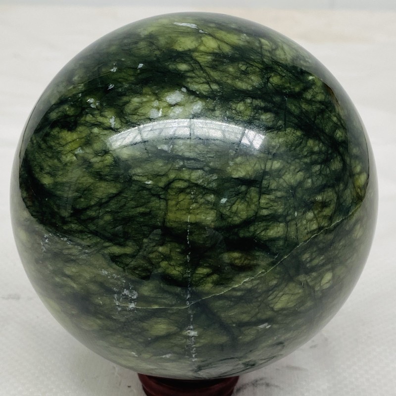 Natural Southern Jade Sphere Green Serpentine Crystal Ball Healing 1820g 4LB